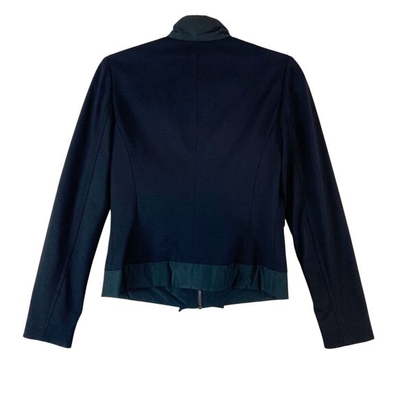 Etcetera Jacket Women's Sz 4 Black Ruffle Full Zip Mock Neck Pockets Long Sleeve - Picture 2 of 4